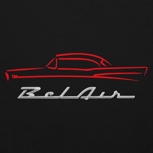 1957 Chevy Bel Air Red Outline American Classic Collector Car 57 Belair Hoodie4