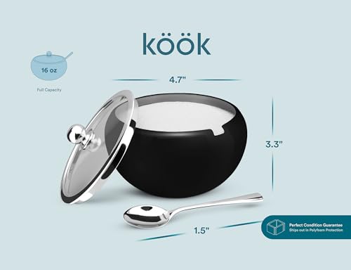 image for KooK Sugar Bowl, Sugar Bowl with Lid and Spoon, Sugar Container with L