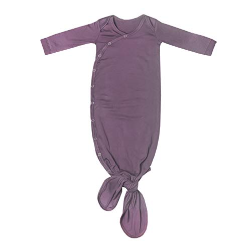 Image of Copper Pearl Baby Gown - Knotted Newborn Sleepers for Baby Boy and Girl, Soft Stretchy Long Sleeve Infant Gowns with Bottom Tie and Hand Mittens, Perfect Hospital Coming Home Outfit (Plum)
