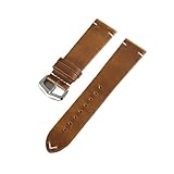 Cong Yi Cinturino For Orologio Fatto A Mano In Pelle Bovina Cerata E Oliata, Vintage, Da 18/19/20/21/22/24 Mm, Con Sgancio Rapido, Blu, Rosso E Verde, For Uomo E Donna(Yellow brown,19mm)