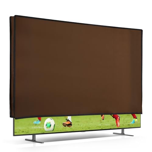 kwmobile Indoor 55" TV Cover – Television Dust Cover Screen Protector – TV Screen Dust Protection – Synthetic Fabric Dark Brown by kwmobile - Used condition - US$15.79