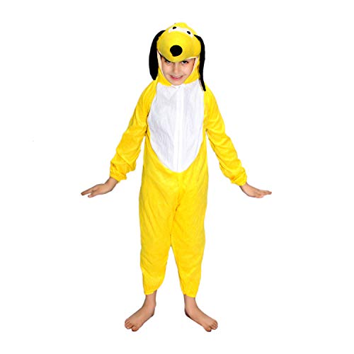 Image of Kaku Fancy Dresses Fleece Dog Cartoon Costume -Yellow, 3-4 Years, For Boys & Girls