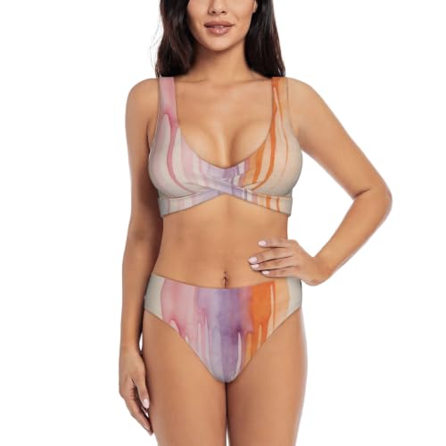 Bikini croisé pour femme Paint Flow Down - Maillot deux pièces push-up réglable
