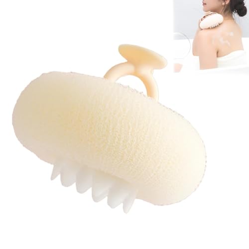 Associating Super Soft Sunflower Suction Cup Bath Ball, 2025 New Upgrade 2-in-1 Sunflower Bath Ball, Exfoliating Sponge Mesh Pouf for Women, Men Shower (Beige)