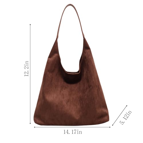Image of Tote Bags for Women Suede Handbag Work Slouchy Bag Shoulder Hobo Bag Office Tote Handbag