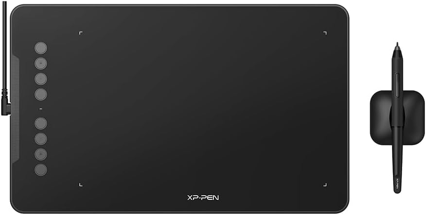 XPPen Deco 01 V3 Mesa Digitalizadora com 16384 Níveis de Pressão, 8 Teclas de Atalho, Compatível com Android Windows Linux (Preto)
