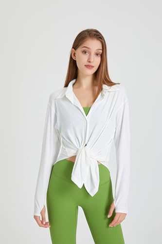 Women's UPF 50+ UV Sun Protection Long Sleeve Shirt Button-Down Shirt Yoga High Stretch Sport Blouses2