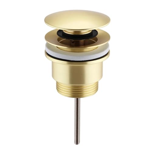 Image of Nes Home 68mm Brushed Brass Round Click Clack Sprung Bath Waste with Overflow