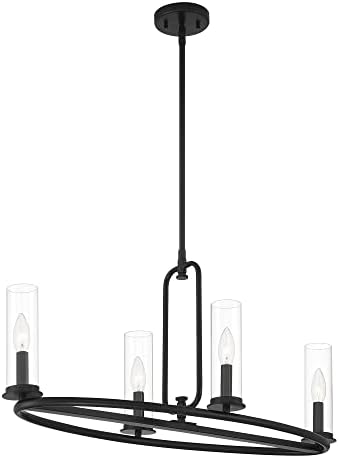 DESIGNERS FOUNTAIN Hudson Heights 4-Light Kitchen Island Pendant Lights, 32 Inch Hanging Ceiling Fixture for Dining Room, Matte Black, D268C-IS-MB