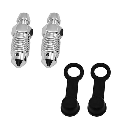 Yekoaru 2 PCS Brake Bleeder Screw 3/8-24 1-3/16 Car Brake Bleeder Valve Screw Kit with Grease Fitting Caps Sturdy Car Speed Bleeders for Brake Universal Cars Accessories (Silver)
