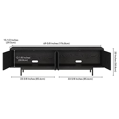 Henn&Hart Rectangular TV Stand for TV\'s up to 75\" in Natural Black, for Home, Living Room, Bedroom, Entertainment Room, Office