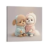 OKNGB Kawaii-Tiertherapie-Poster, gemütliches Welpen-Poster, dekorative Malerei, Leinwand, Wandposter und Kunstdruck, moderne Familienschlafzimmer-Dekoration, Poster, 40 x 40 cm