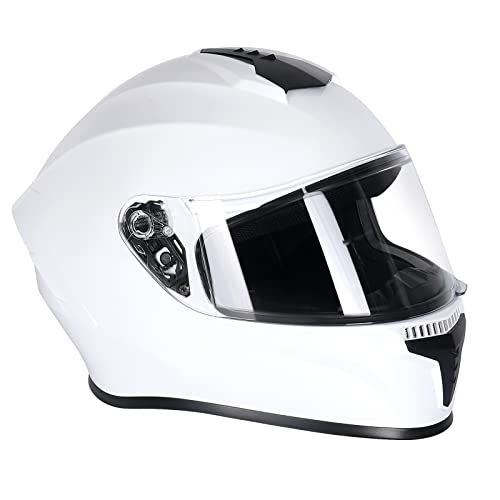 Full Face Motorcycle Street Bike Helmet With Motorcycle Gloves For Men And Women + 2 Visors Dot Model And Helmet Lock For Bmx Atv Mtb Riding, Road Racing, Cycling(Mh-White, Large) #TOP6