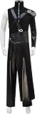 Noknawio Adult Men Cloud Strife Cosplay Leather Jacket Pants Black Uniform with Wig Cloud Sephiroth Halloween Costume (Black, XX-Large)