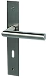 Designgarnitur extra flach Alpertec 32500503 Piatto-LS Messing Edelstahlfarbig flaches Schild für Zimmertüren Drückergarnitur Türdrücker Türbeschläge Neu
