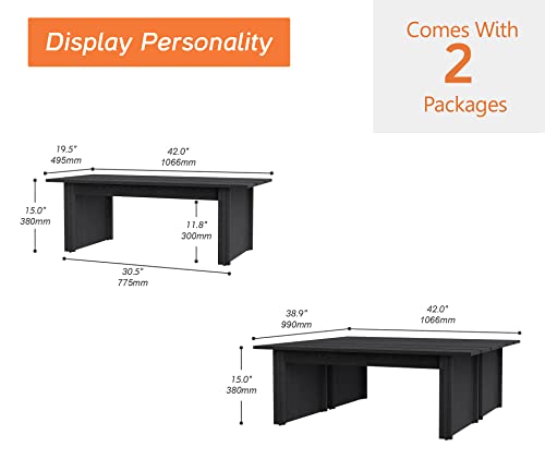 Wampat Led Square Coffee Table Farmhouse Center Table Wood Tea Table For Living Room, Small Accent Cocktail Table For Home Office, 42 Inch, Black #TOP3