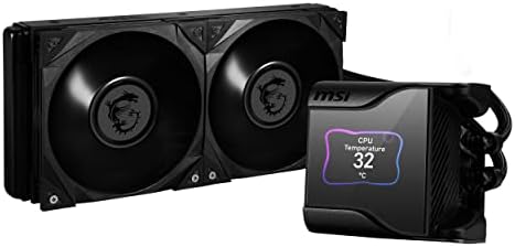 MSI MEG CORELIQUID S280 AIO CPU Liquid Cooler - 2.4" IPS Display, 7th Gen Asetek Pump, VRM Fan, 2 x Silent Gale P14 Fans, Evaporation-Proof Tubing, MSI Center Customizable - AMD & Intel Compatible