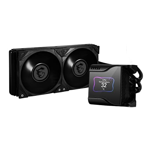 MSI MEG CORELIQUID S280 Refrigeración Líquida AIO CPU - Pantalla IPS 2,4", Bomba Asetek 7ma Gen, Fan VRM, 2 Fans Silent Gale P14, Tubos Anti-Evaporación, MSI Center Personalizable - Admite AMD e Intel