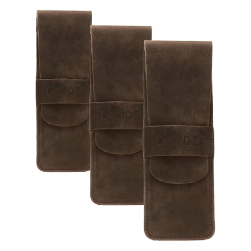 Image of Otto Angelino Londo Genuine Leather Pen and Pencil Case with Tuck in Flap (Mink) (Pack of 3)