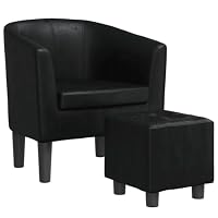 QJBSAVVA Fauteuil Cabriolet avec Repose-Pied Noir en Similicuir, Fauteuil de Salon Moderne pour Chambre et Bur