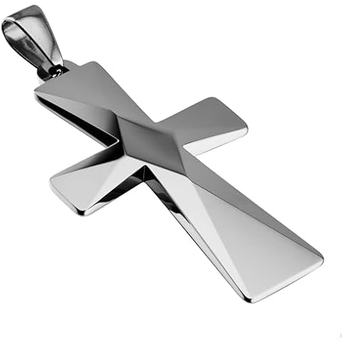 MJ Metals Tungsten Carbide Cross Pendant Necklace Cover