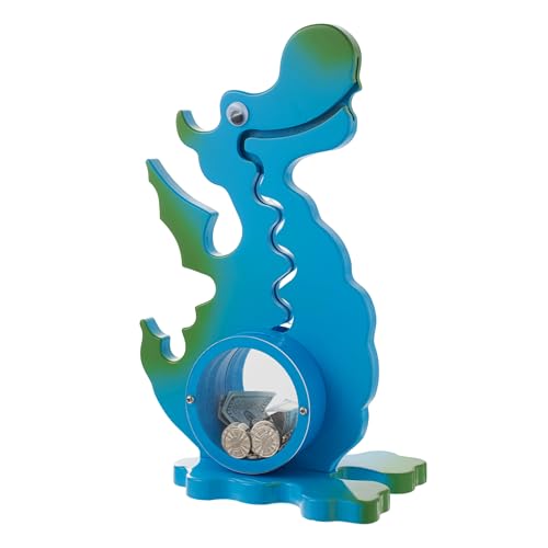 AORCMITN Wooden Dragon Piggy Bank for Kids Boys & Girls, Wood Interactive Coin Bank with Clear Belly, Saving Money Toy, Educational Gift for Toddlers Birthday & Decor