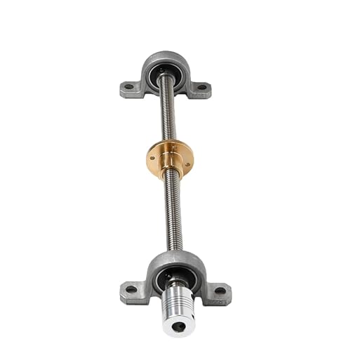Kwweeoo T8 Lead Screw Set 430mm / 16.93 inch + Brass Nut + Coupler + Pillow Bearing Block (Vertical), 8mm Diameter T8 x 4 Tr8 x 4 Thread Screw Pitch 2mm Lead 4mm 2 Starts, 1 Pcs for 3D Printer
