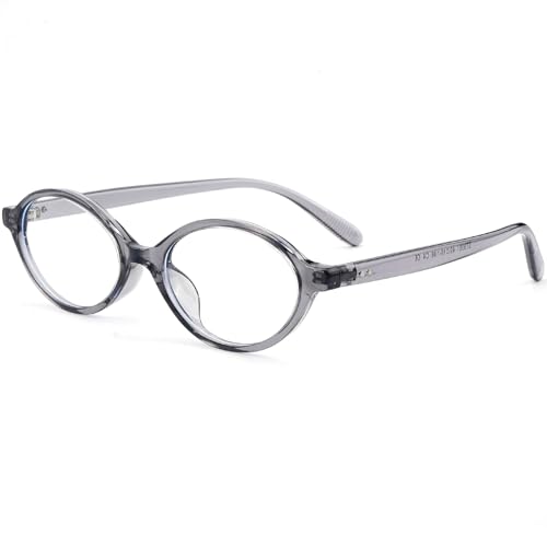 Image of AIEYEZO Small Oval Blue Light Glasses for Women Fashion Retro TR90 Oval Frames Computer Screen Glasses (Clear Grey)