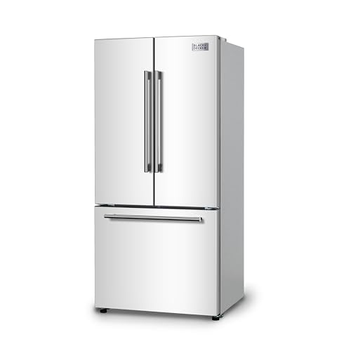 BLACK+DECKER 18 Cu. Ft. French Door Refrigerator with Built-in Ice Maker, Full Size Refrigerator with Bottom Mount Freezer Drawer, Frost Free, ENERGY STAR certified, BRF1800GIMW, White