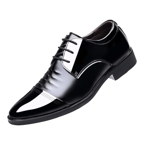 Shiny Patent Leather Men's Shoes Korean Style Business Pointed Toe Casual British Style Men's Shoes Wedding Large Size Men's Shoes Oxfords(7)