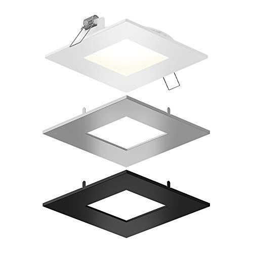 DALS 6 Inch Square Panel Light With Interchangeable Trims | CCT Color Selectable 3000K, 4000K, 5000K | 14W, 1060 Lumens | Dimmable Pot Light with Junction Box/Driver | Wet Rated | ETL Certified