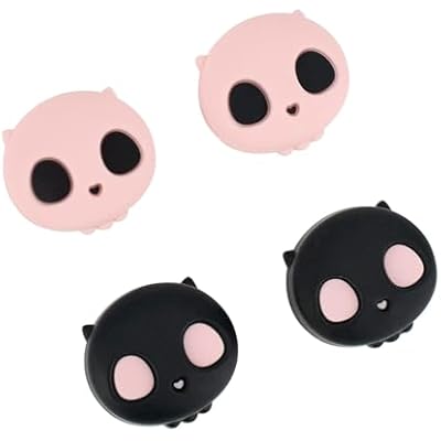 GeekShare Halloween Cute Xbox One Controller Thumb Grips, Soft Silicone Thumbsticks Cover Caps Set Compatible with Xbox One Controller, 2 Pair / 4 Pcs - Pink Skull