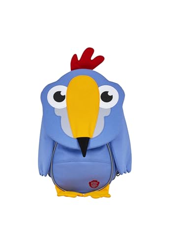 Affenzahn Kleiner Freund Kindergarten-Rucksack für 1-3 Jährige Ergonomisch Reflektierend Ziehzunge mit Namensschild Tukan - Blau
