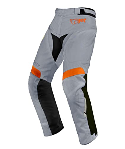 Jet Pantalon Moto Homme Protecteurs Homologué Imperméable Ceinture Ajustable Réfléchissante Doublure Thermique Amovible Touring (EU 58 Long, Gris)