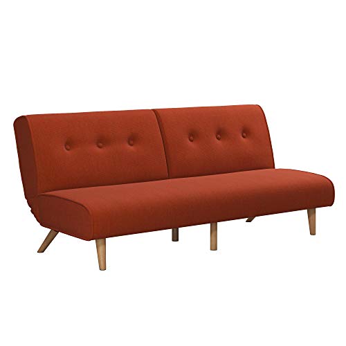 Novogratz Palm Springs Split Futon, Persimmon Orange Linen #TOP23