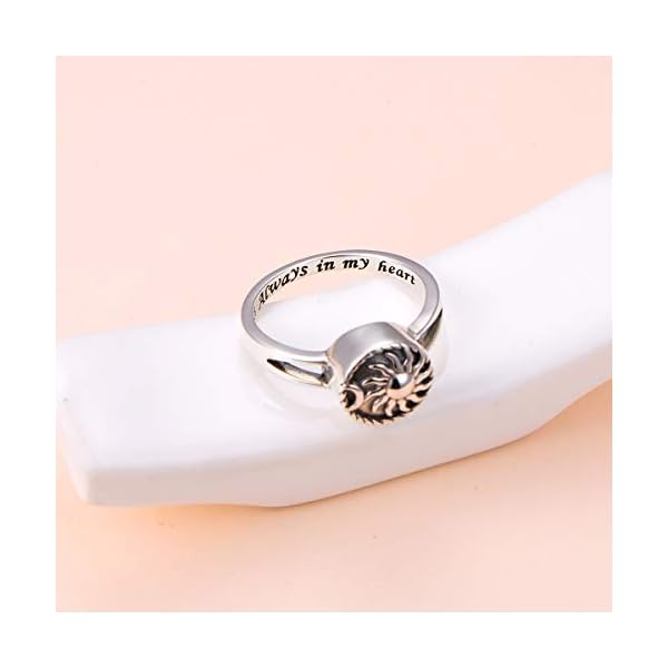 S925 Sterling Silver Always in My Heart Cremation Urn Ring for Ashes Keepsake Urn Jewelry Memorial Ring for Women
