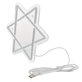 OSALADI Chanukka Neonlicht Davidstern LED Acryl Fensterbeleuchtung mit USB Dimmbar für Jüdische Festdekoration