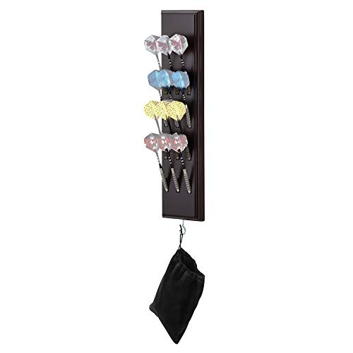 Viper Dart Caddy Solid Wood Wall Mounted Dart Holder/Stand, Displays 4 Sets of Steel or Soft Tip Darts, for All Sisal & Electronic Dartboards, Surrounds & Cabinets, Mahogany Finish