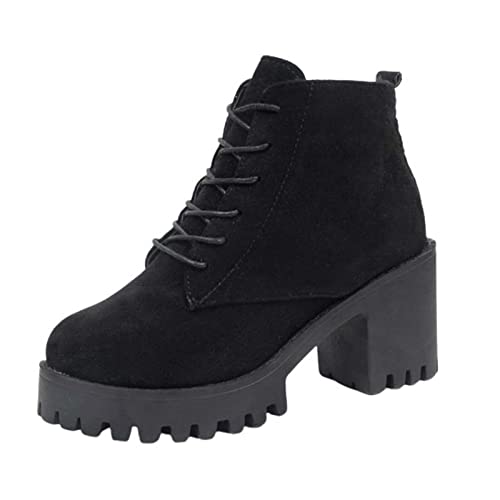 Platform Combat Boots for Women Fashion Faux Suede Side Zipper Chelsea Ankle Boots Fall Winter Cross Country Shoes