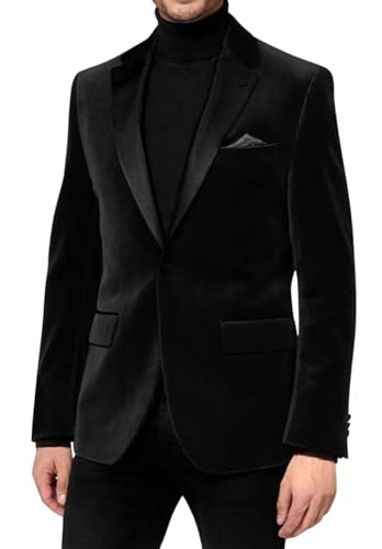 Men's Single Button Velvet Sport Blazer Slim Fit Business Suit Jacket for Prom Dinner