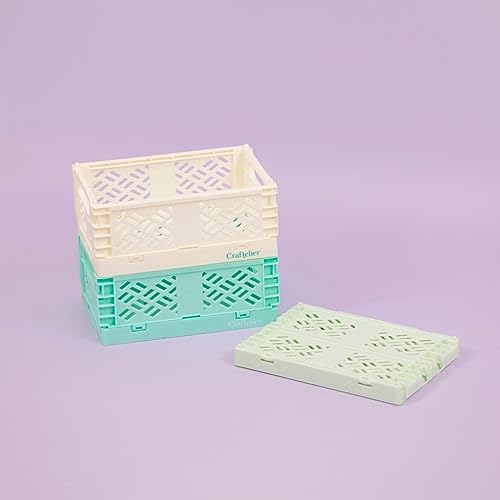 Image of Craftelier - Box for Organisation and Storage of Craft Materials | Foldable and Stackable Design | Small Size - Open Box Measures 13,5 x 9,5 x 9,5 x 5,5 cm - Colour White