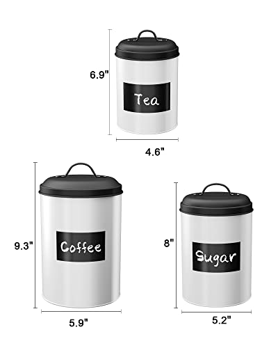 Lf Likefair Farmhouse Kitchen Canisters Set Of 3,Food Storage Containers For Home Kitchen, Tea, Herbs, Sugar, Salt, Coffee, Flour, Herbs (White & Black) #TOP1