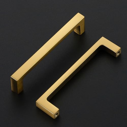 Image of Ravinte Brushed Gold Kitchen Cabinet Solid Handles,4 Inch,10 Pack