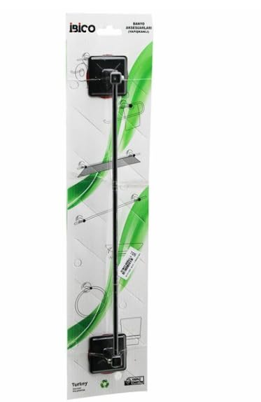 Siyah Metal Havluluk, Uzun, Yapışkanlı Montaj