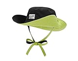 RYZGOJV Sun Hat for Men/Women, Foldable Wide Brim Bucket Hat Outdoor Climbing Boonie Hat, Finishing Hat for Adults-Black & Green