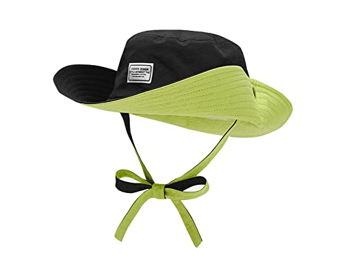 RYZGOJV Sun Hat for Men/Women, Foldable Wide Brim Bucket Hat Outdoor Climbing Boonie Hat, Finishing Hat for Adults-Black & Green