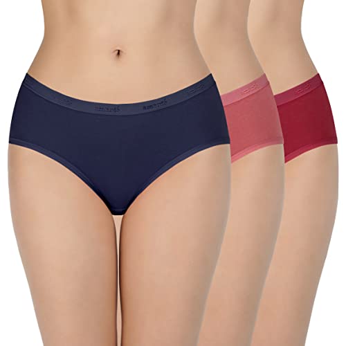 Image of Amante Solid Cotton Low Rise Hipster Panty Pack(Pack of 3)