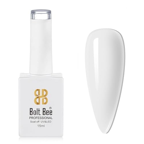 Image of Bolt Bee White Color Gel Nail Polish Soak Off UV Gel DIY at Home Manicure Salon Nail Art (1, 15ml)