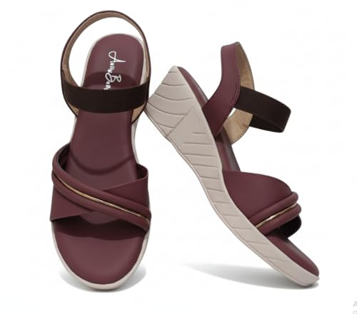 Aelly Belly Women's Comfort Sandals with Elastic Strap, Black, Nude, Beige, Peach, with Metallic Trim Stylish Fashion Sandal, Casual Platform Wedges Heels Sandals For Womens & Girls Ideal for Casual Party Office and Formal Wear (Bronz, UK Footwear Size System, Adult, Women, Numeric, Medium, 7)