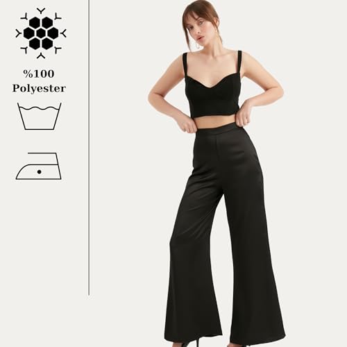 TUBANUR Women's Satin Pant | Casual Wide Leg High Waist Flowy Trousers | Spring Women Pant Clothing3